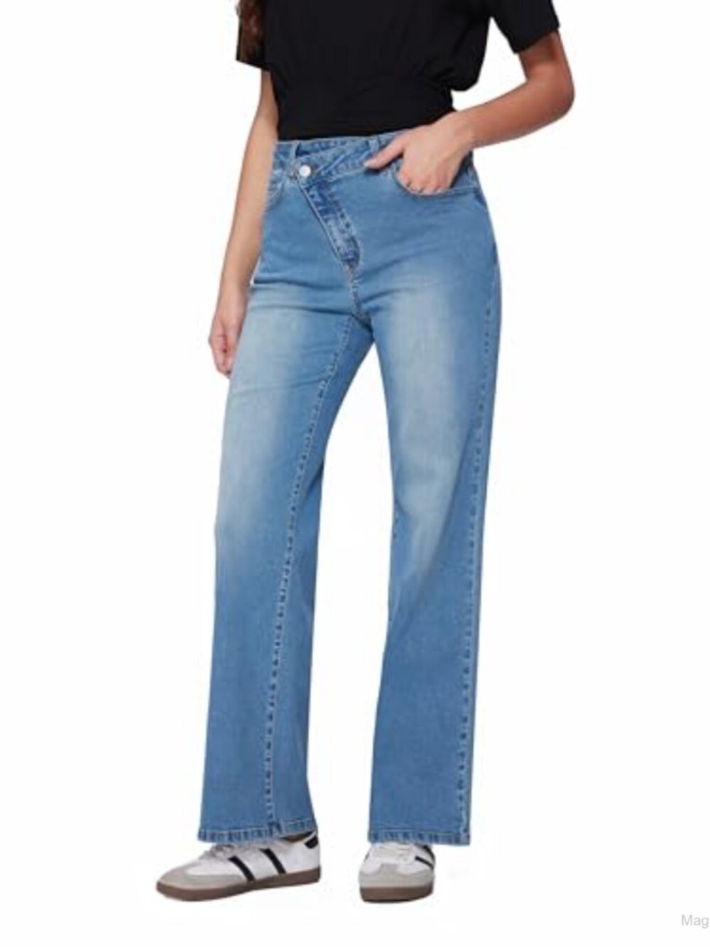 Straight Leg High Rise Stretchy Jeans with Pockets Casual Trendy